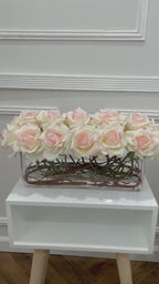Modern Long Cream Real Touch Roses Arrangement