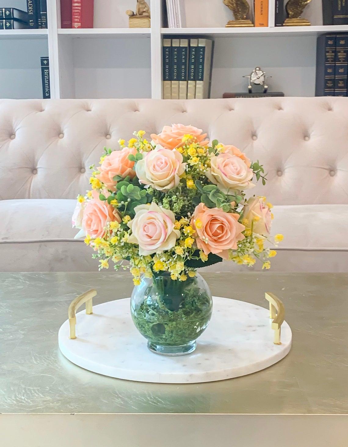 Orange Real Touch Rose Classic Centerpiece Secondary image