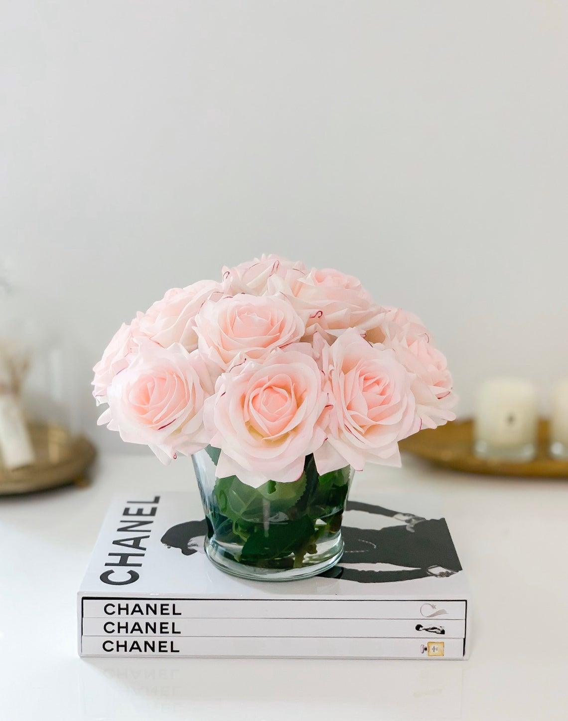 12 Rose Real Touch Arrangement in Modest Vase - Flovery Main image