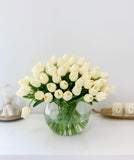 60 Tulips Centerpiece Arrangement - Flovery