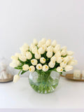 60 Tulips Centerpiece Arrangement - Flovery