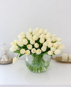60 Tulips Centerpiece Arrangement - Flovery