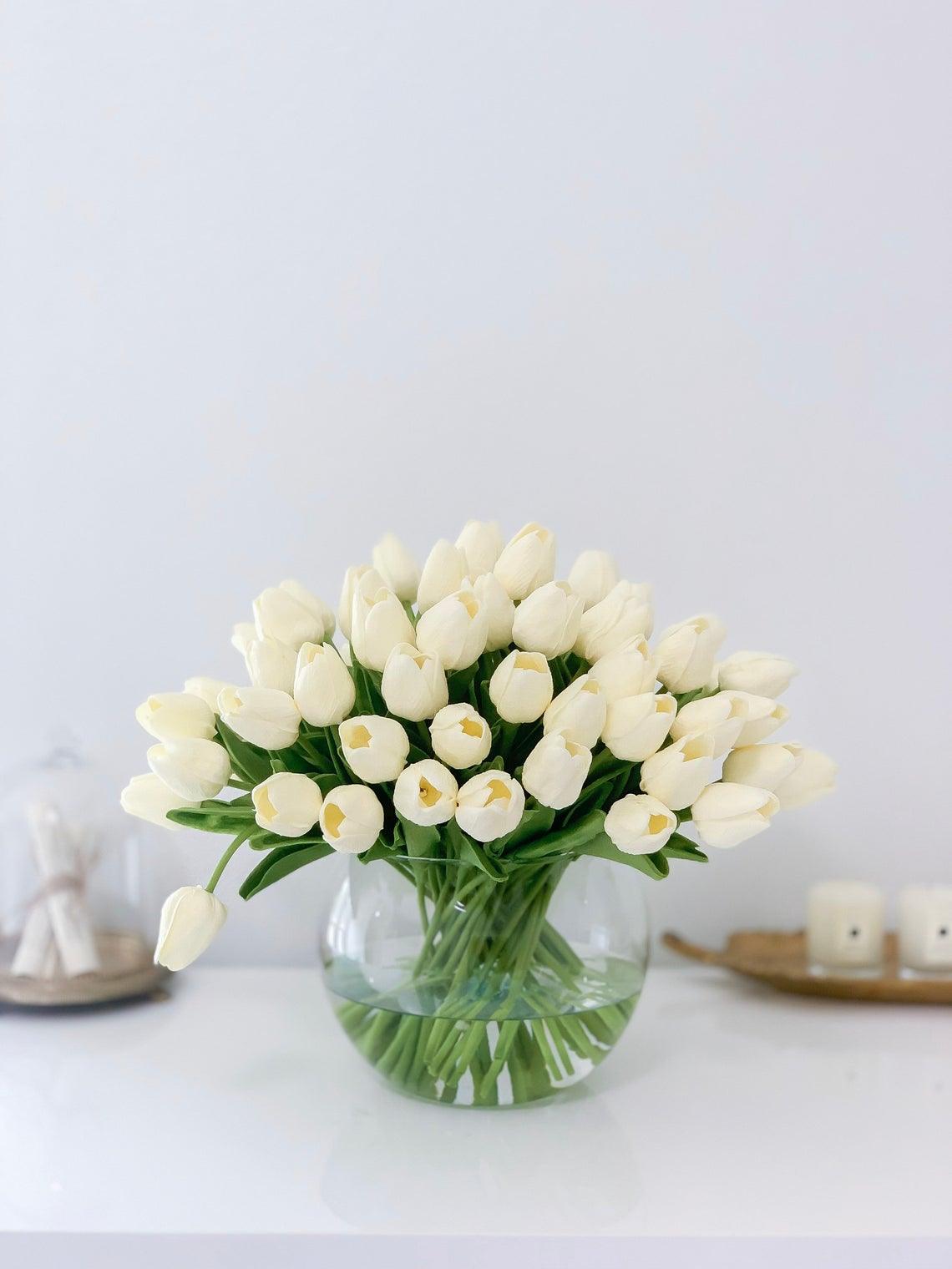 60 Tulips Centerpiece Arrangement - Flovery