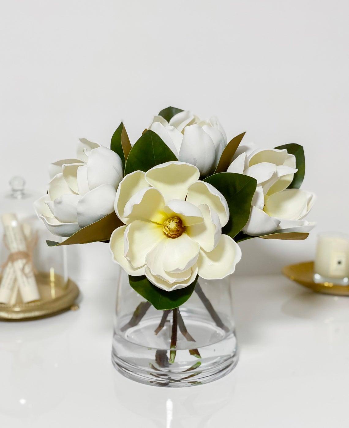 Premium Real Touch White/Cream Magnolia Arrangement Secondary image