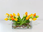 Green/White/Yellow/Orange Tulip Real Touch Flower Arrangement-Real Touch Tulips for Home Decor-Floral Arrangement-Tulip Centerpieces - Flovery
