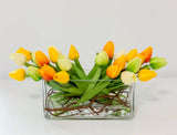 Green/White/Yellow/Orange Tulip Real Touch Flower Arrangement-Real Touch Tulips for Home Decor-Floral Arrangement-Tulip Centerpieces - Flovery