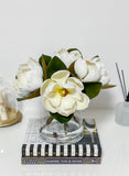 Premium Real Touch White/Cream Magnolia Arrangement - Flovery
