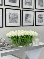 21-in Modern Real Touch Faux Tulips Arrangement in Long Vase - Flovery