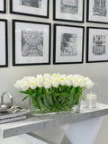 21-in Modern Real Touch Faux Tulips Arrangement in Long Vase - Flovery