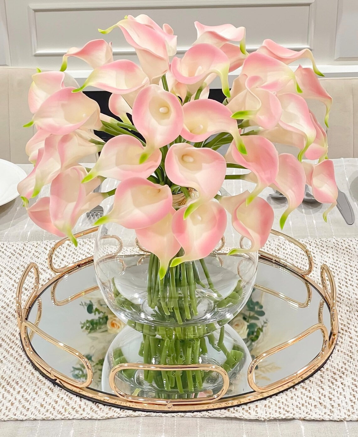 Real Touch Calla Lily Centerpiece in Glass Vase - Flovery
