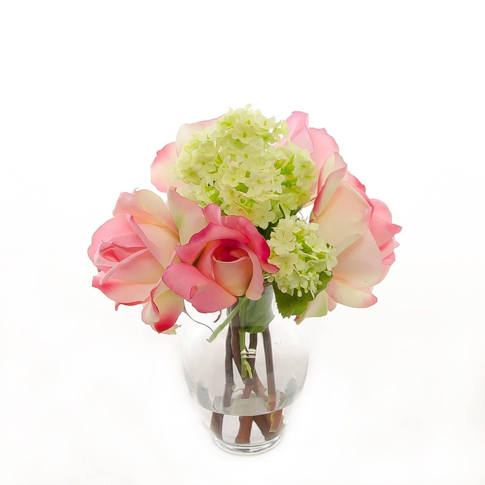 Real Touch Roses Hydrangeas Petite Arrangement - Flovery