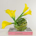 Real Touch White Calla Lily Round Glass Arrangement - Flovery
