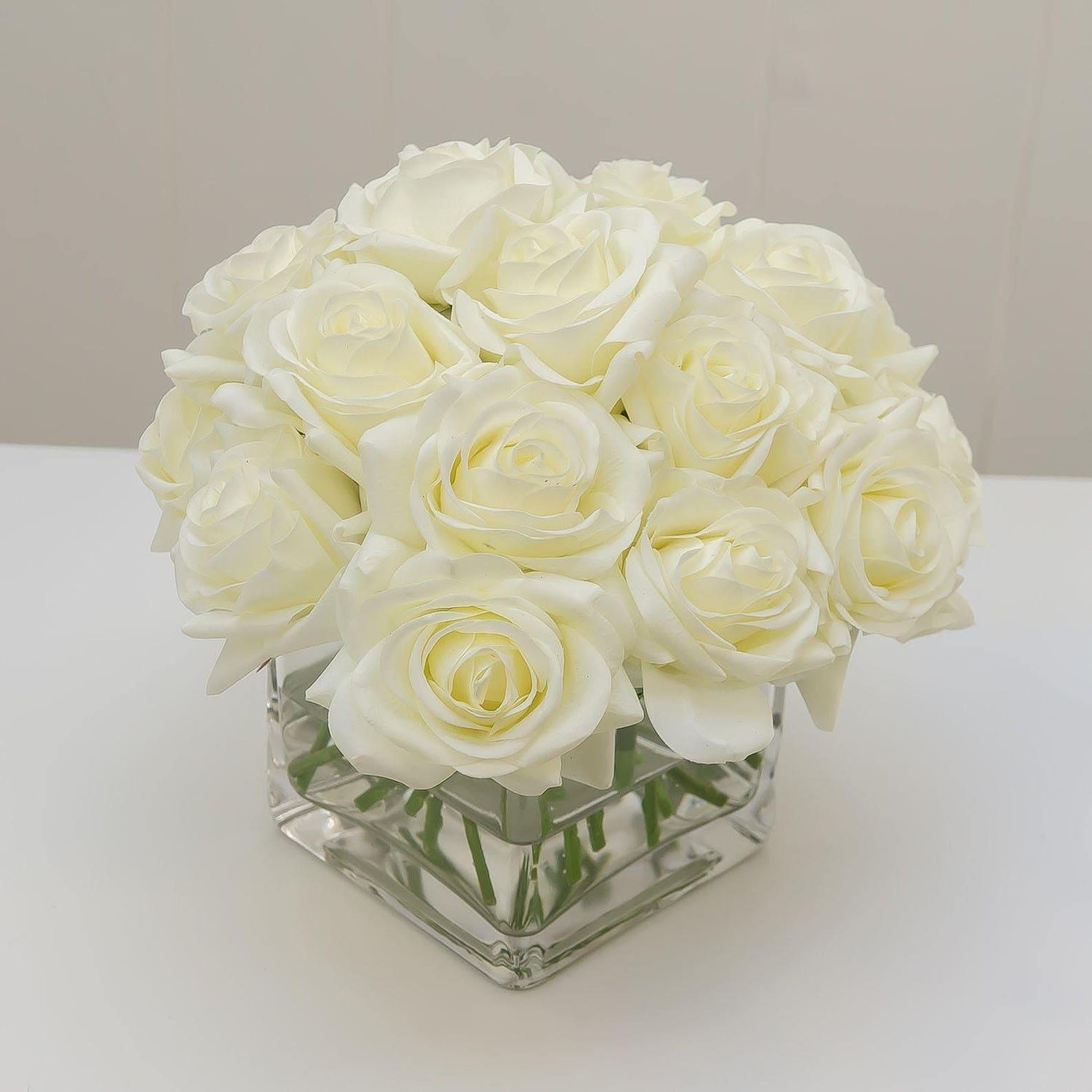 20 Real Touch Pink Roses Arrangement - Flovery