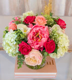 Real Touch Rose, Calla Lily, Tulip Mixed Hydrangea Centerpiece Arrangement - Flovery