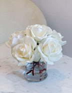 Real Touch Ivory Rose Petite Arrangement - Flovery