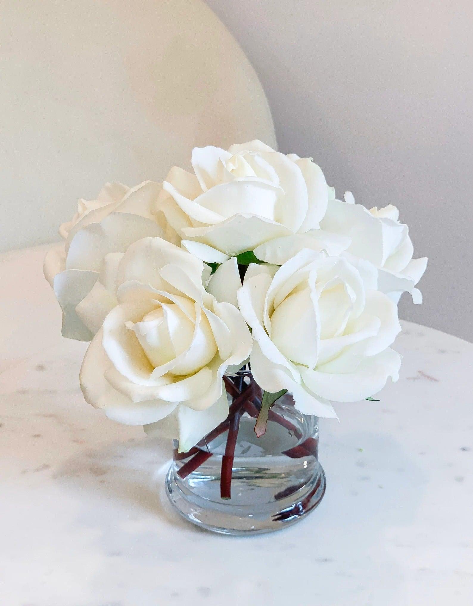 Real Touch Ivory Rose Petite Arrangement - Flovery Main image