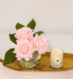 Baby Pink Roses Arrangement in Small Bubble Vase - Flovery