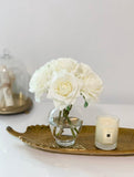 Real Touch Ivory Roses Pink Tipped Arrangement - Flovery
