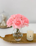 Real Touch Ivory Roses Pink Tipped Arrangement - Flovery