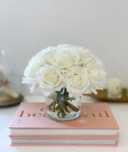 12 Rose Real Touch Arrangement in Modest Vase - Flovery