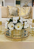 Magnolia Centerpiece in Cylinder Gold Vase - Flovery