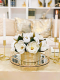 Magnolia Centerpiece in Cylinder Gold Vase - Flovery