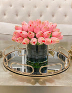Red Pink Faux Tulip Centerpiece - Flovery