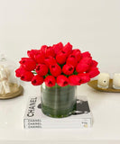 Red Pink Faux Tulip Centerpiece - Flovery
