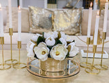 Magnolia Centerpiece in Cylinder Gold Vase - Flovery
