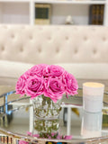 12 Rose Real Touch Arrangement in Modest Vase - Flovery