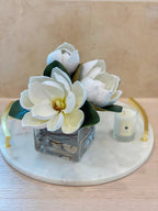 Real Touch Artificial Magnolias in Square Vase - Flovery