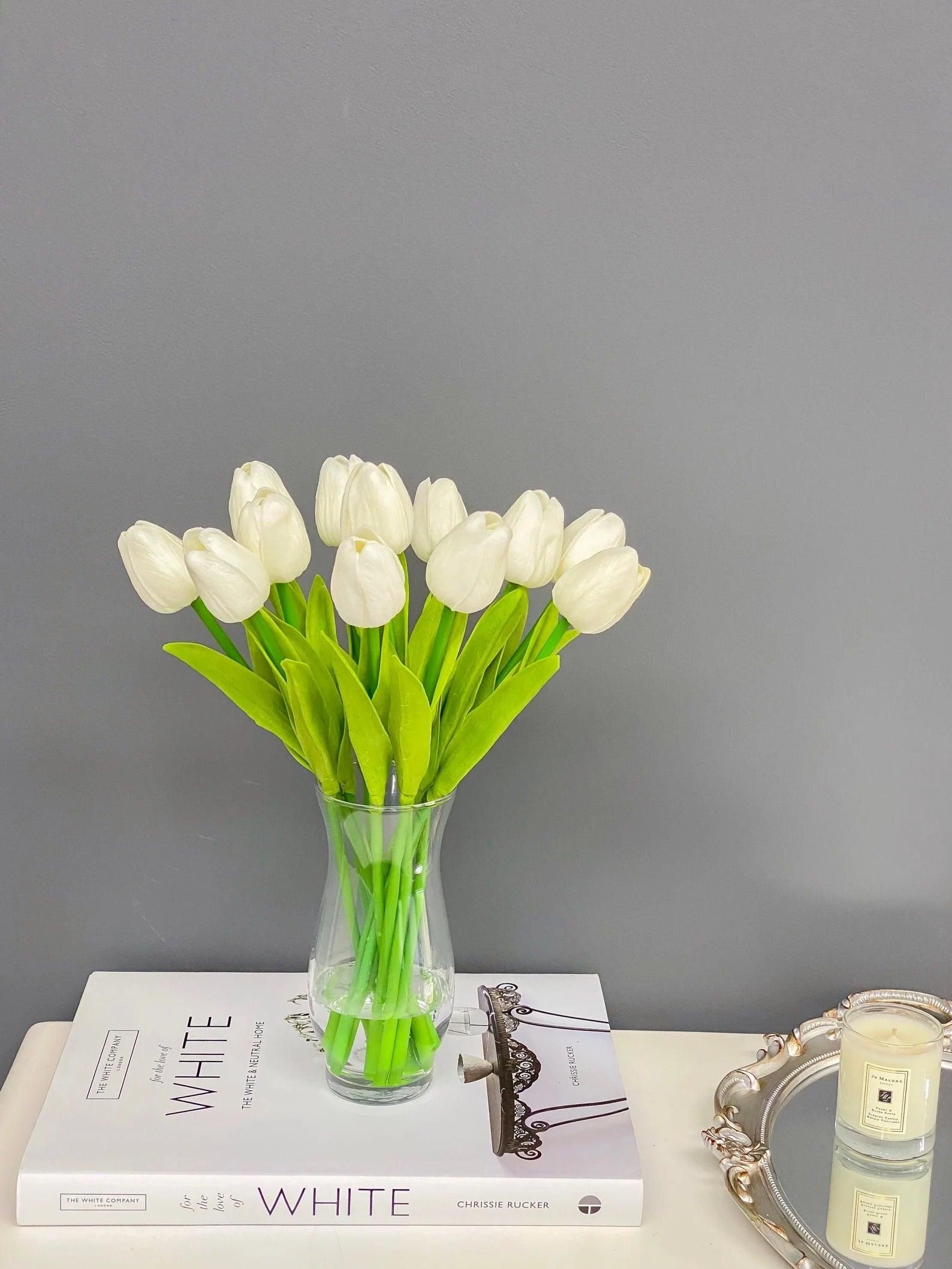 13" Tall White Tulip Modest Arrangement - Flovery Main image