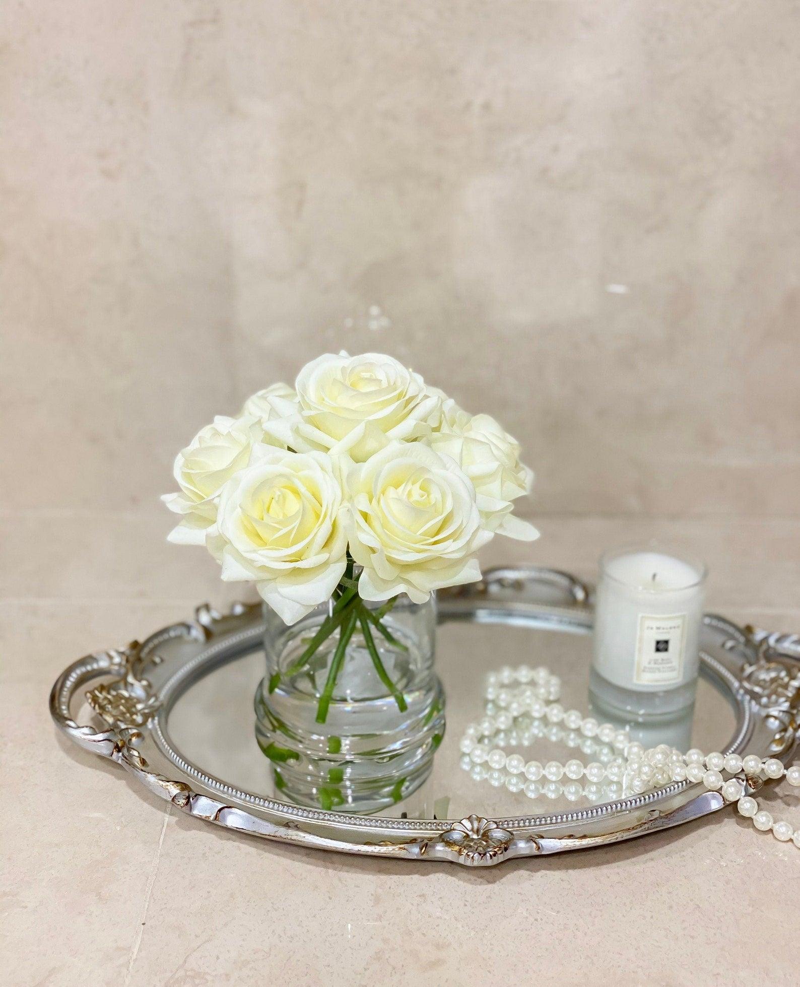 Real Touch Roses Arrangement Candleholder Vase - Flovery