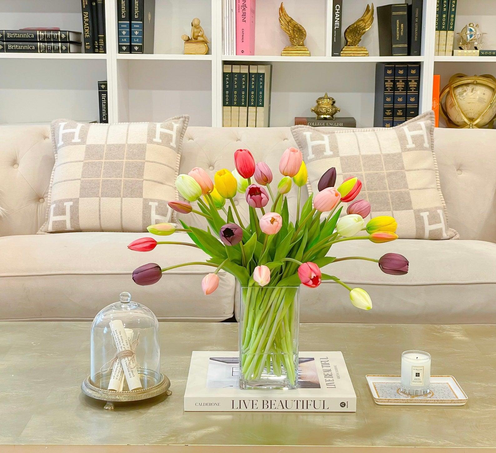Large Elegant Real Touch Tulips Tall Arrangement Secondary image