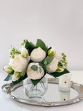 Rose Peonies Arrangement In Farmhouse Glass Vase - Flovery