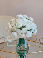 Silk Rose Peony Arrangement in Modern Vase - Flovery