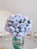 Silk Rose Peony Arrangement in Modern Vase - Flovery
