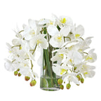 Modern Faux White Orchid Centerpiece