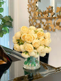 Silk Rose Peony Arrangement in Modern Vase - Flovery