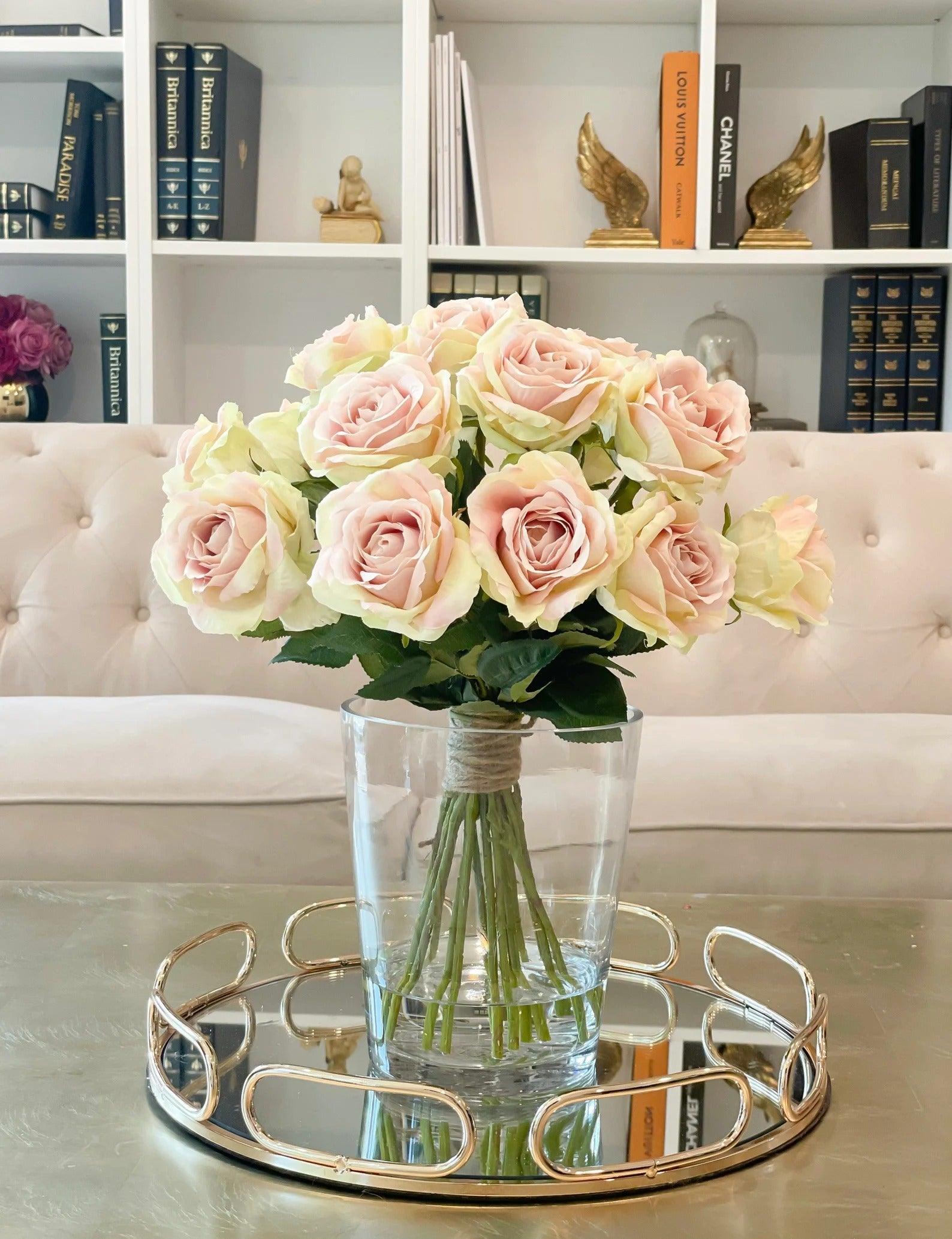 Slik Large Rose Tall Arrangement in Glass Vase - Flovery Main image