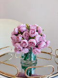 Silk Rose Peony Arrangement in Modern Vase - Flovery