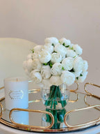 Silk Rose Peonies Arrangement in Minimalist Vase - Flovery