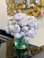 Silk Rose Peonies Arrangement in Minimalist Vase - Flovery