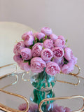 Silk Rose Peonies Arrangement in Minimalist Vase - Flovery