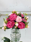 Rose Peonies Arrangement In Glass Vase - Flovery