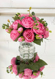 Rose Peonies Arrangement In Glass Vase - Flovery