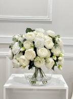 X-Large White Faux Rose and Peony Centerpiece - Flovery