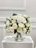 X-Large White Faux Rose and Peony Centerpiece - Flovery