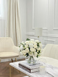 X-Large White Faux Rose and Peony Centerpiece - Flovery
