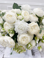 X-Large White Faux Rose and Peony Centerpiece - Flovery